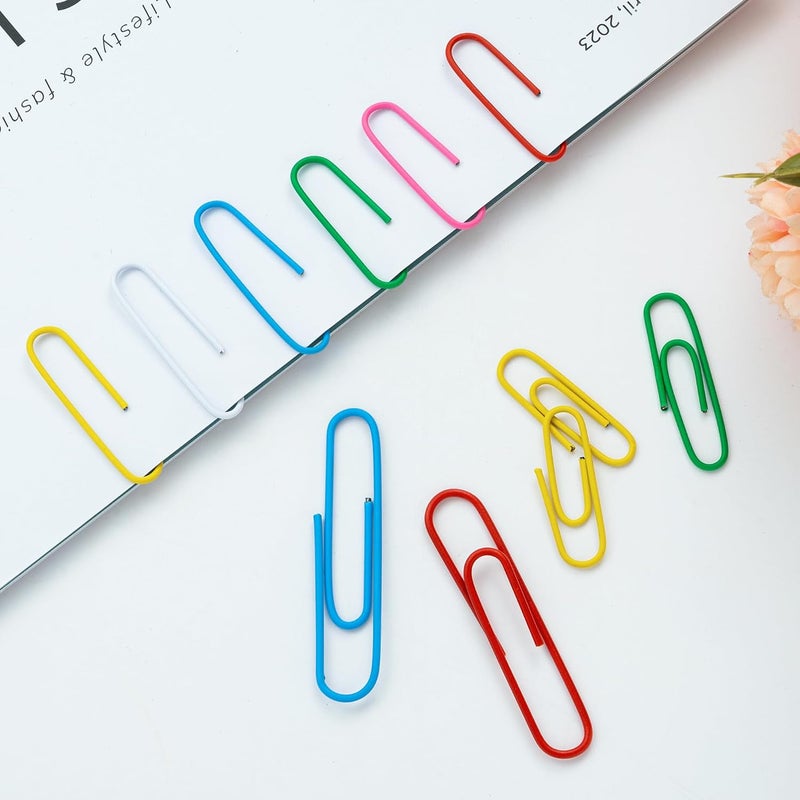 Bflaae Paper Clips Assorted Sizes, Cute Colored Paper Clip for Office Supplies,Small Medium Large Jumbo, Colorful and Heavy Duty, Ideal for Bookmark- Pack of 350 - Image 3